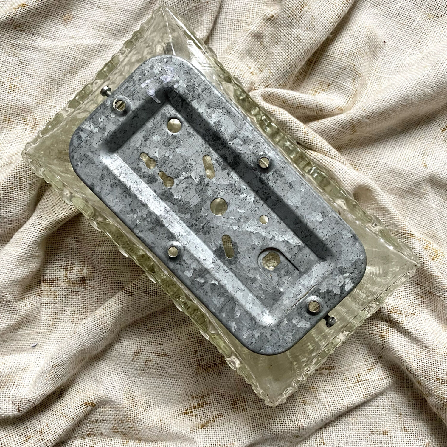 Rectangular moulded glass ceiling light