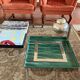 Hollywood regency malachite effect resin & brass tray, Italy 1970s