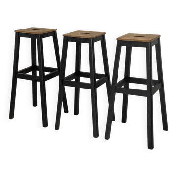 Set of 3 high workshop stools