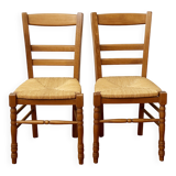 Pair of straw country chairs