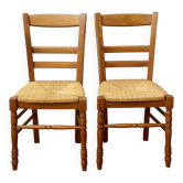 Pair of straw country chairs