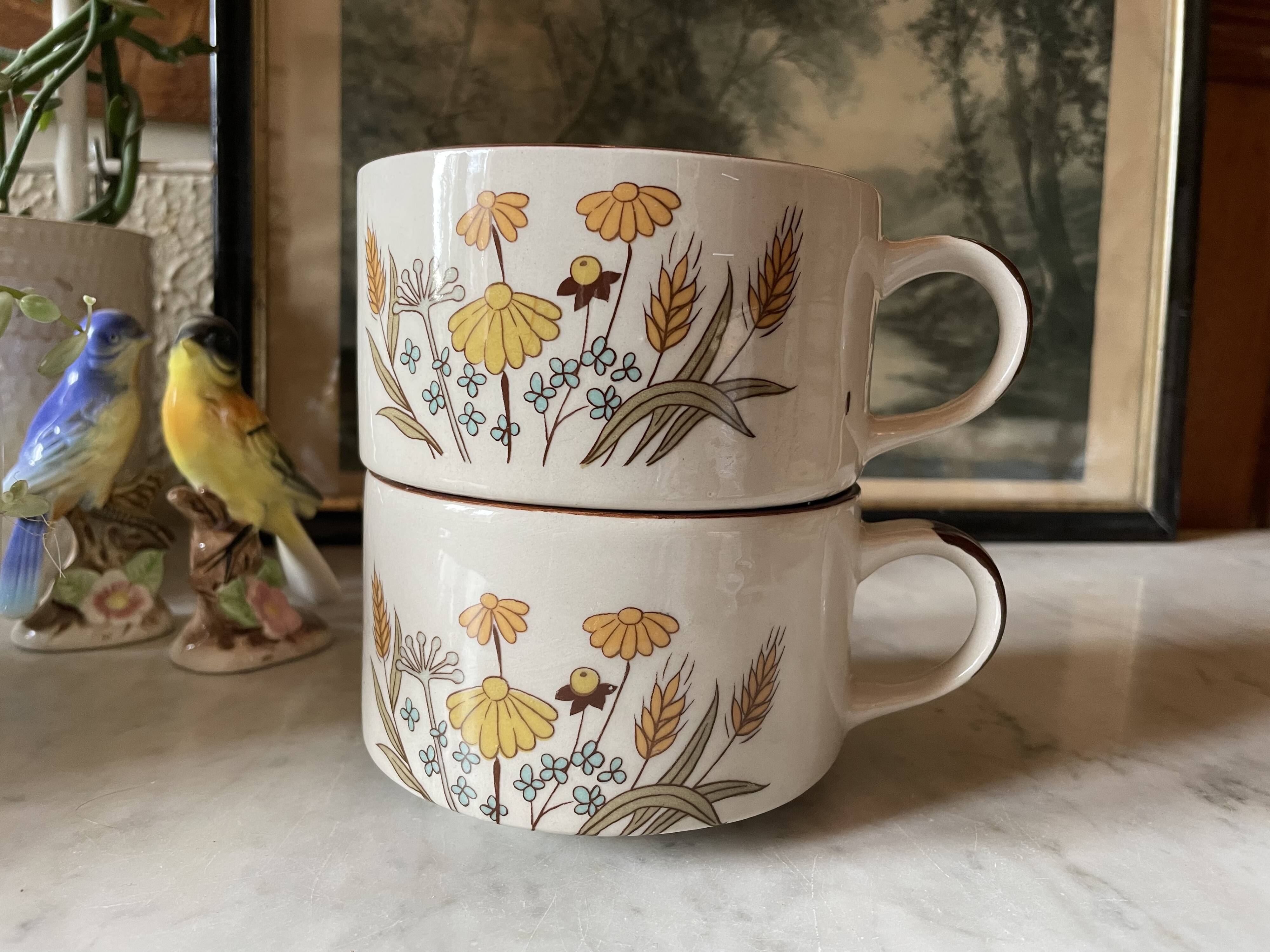 Vintage stoneware lunch cups