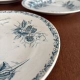 Set of 5 Vintage Badonviller Ironstone Flat Plates – Blackberry Pattern