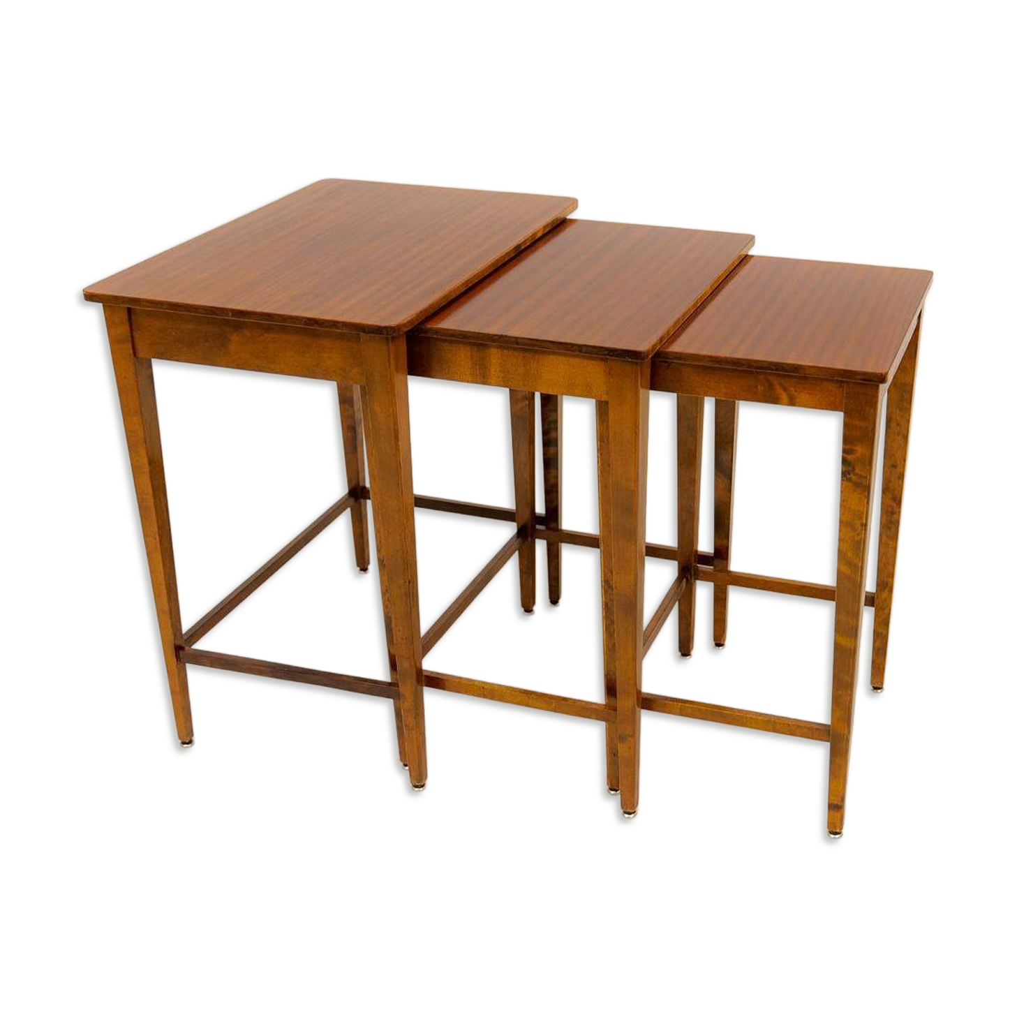 Tables gigognes Art déco en acajou et bouleau teinté, NK Suède, années 1940