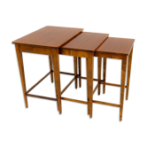 Nested tables in Art Deco style made of mahogany and stained birch, NK Sweden, 1940s.
