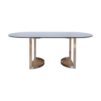Dining table smoked glass Roche Bobois