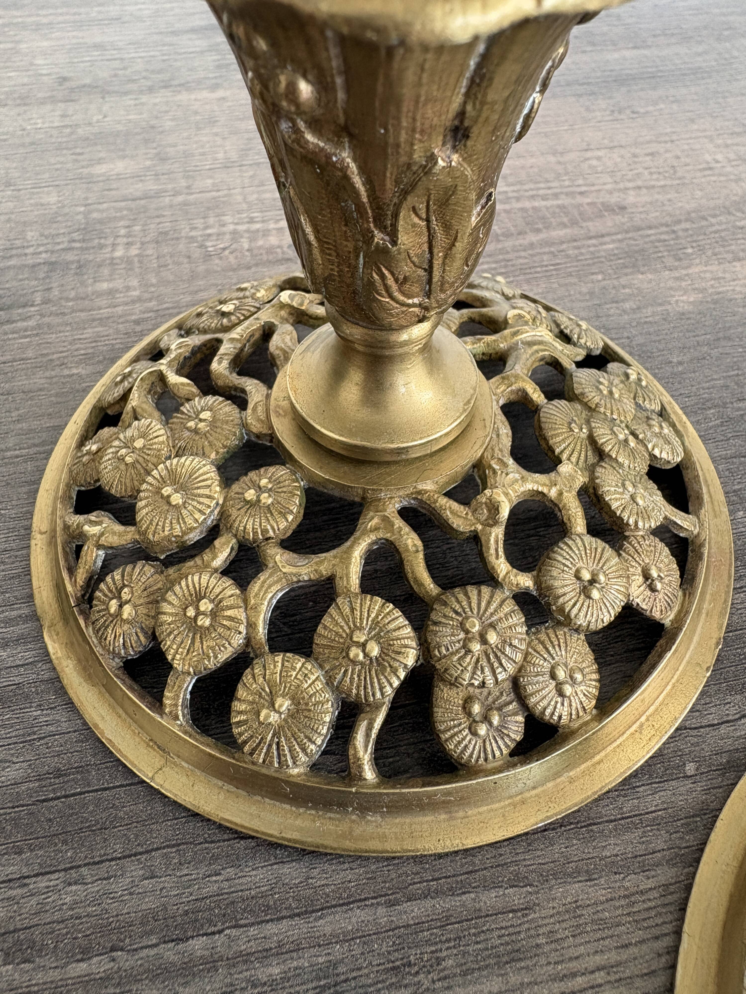 Pair of Art Nouveau Gilded Bronze Candle Holders