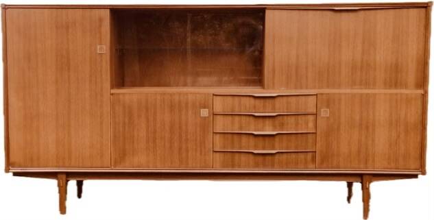 High teak enfilade from 1965 - Dimensions: L250 H130 D44