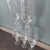 Set of 6 champagne flutes in chiseled glass