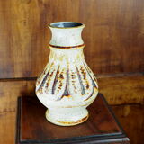 Ribbed vase with caramelized glaze; "581/22" - west German ceramics - 70s