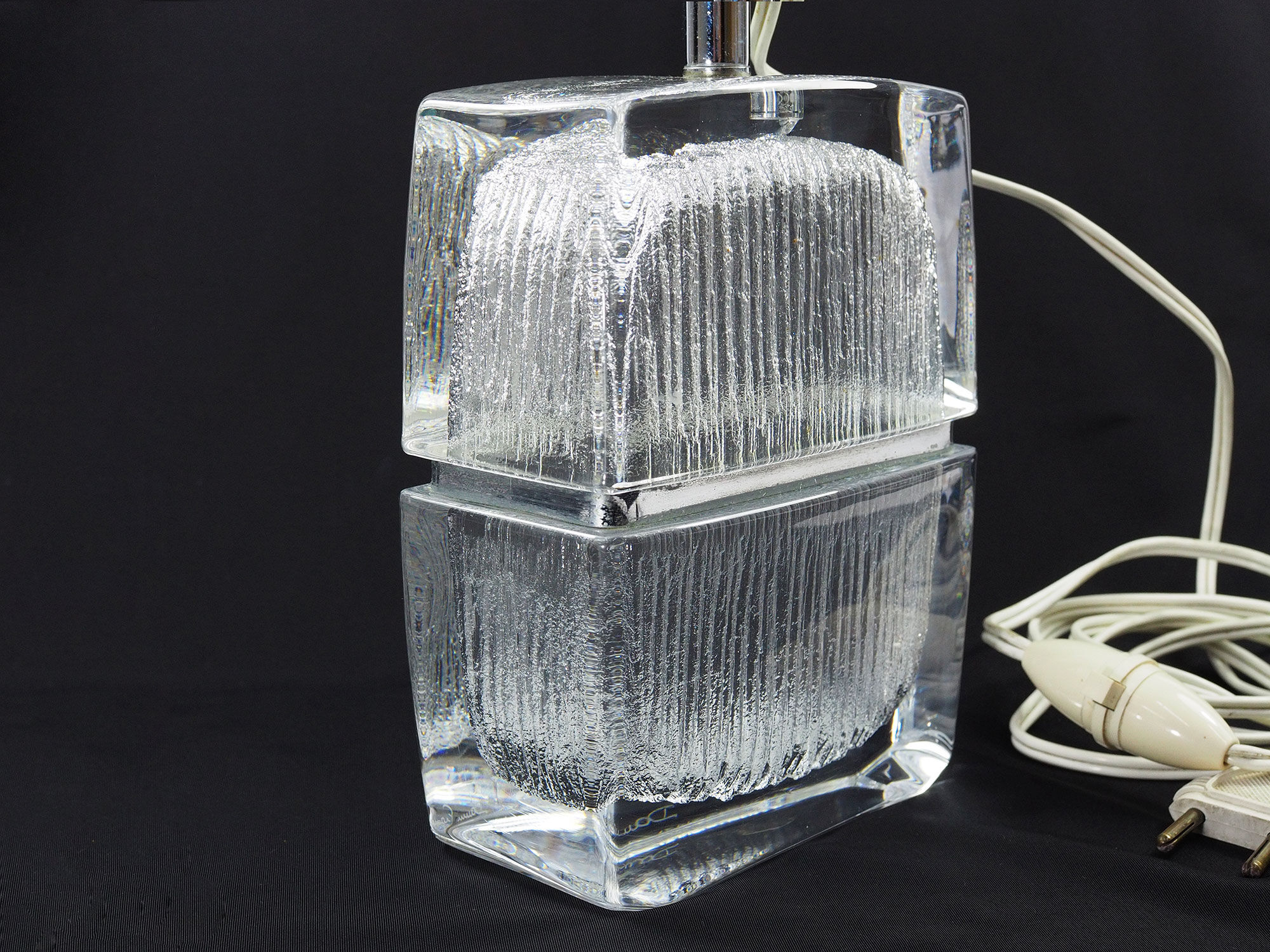 Daum France Mid-Century Crystal Table Lamp-1960s