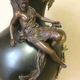Large Art Nouveau vase in patinated and gilded metal period 1880 1900