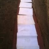 Tablecloth with its twelve vintage towels "monogrammed"