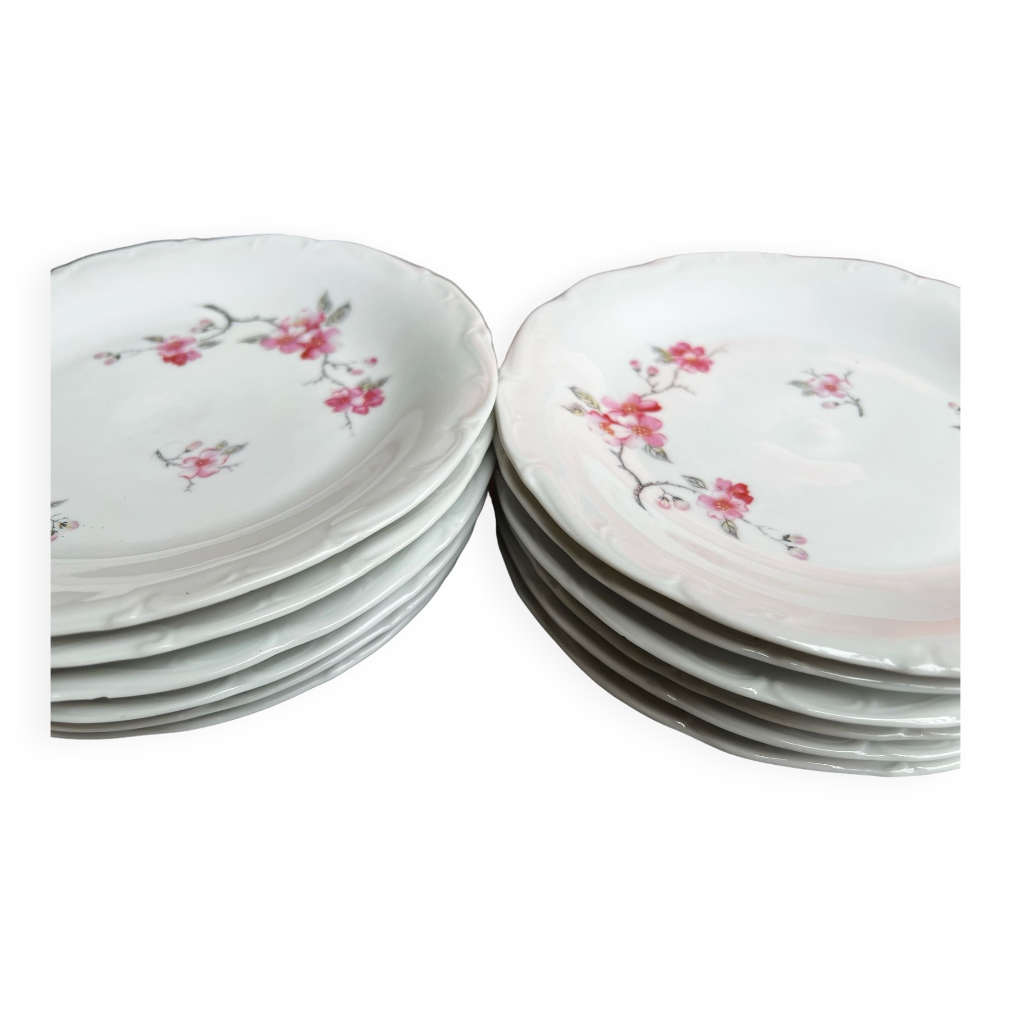 Lot de12 assiettes à dessert en porcelaine de Sologne