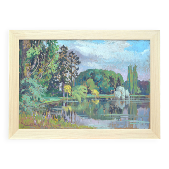 lake of longchamps, 1924, by marcel chalullau (1887-1982)