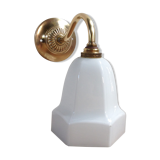 Art deco opaline and brass wall light