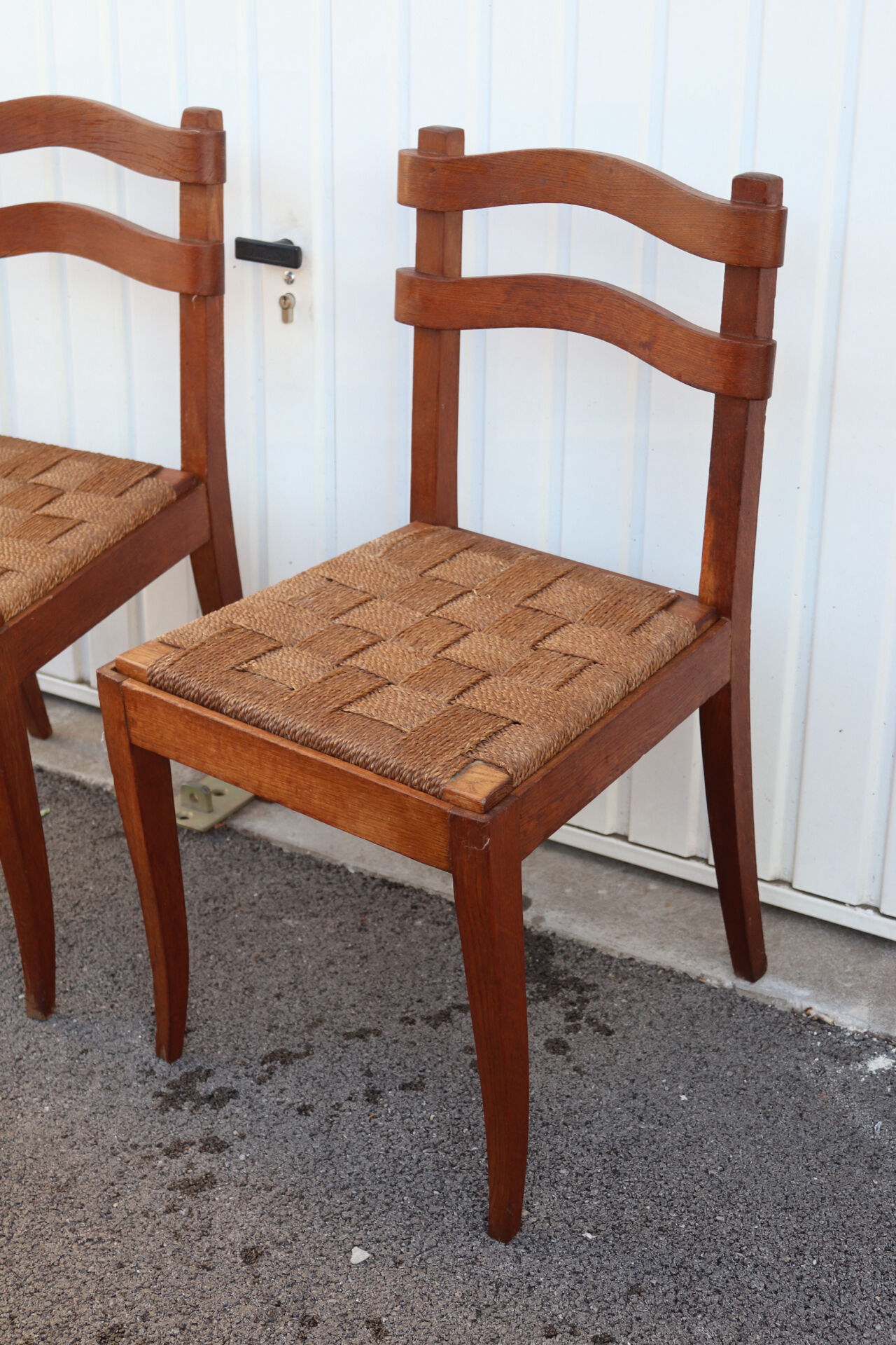 Pair of oak rush chairs