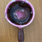 Brown and pink glazed terracotta caquelon