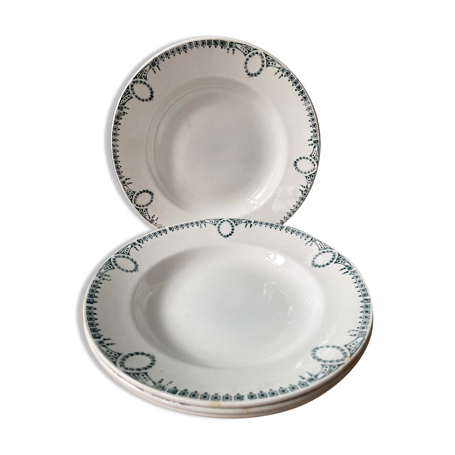 Set of 4 old hollow plates St Amand Terre de Fer