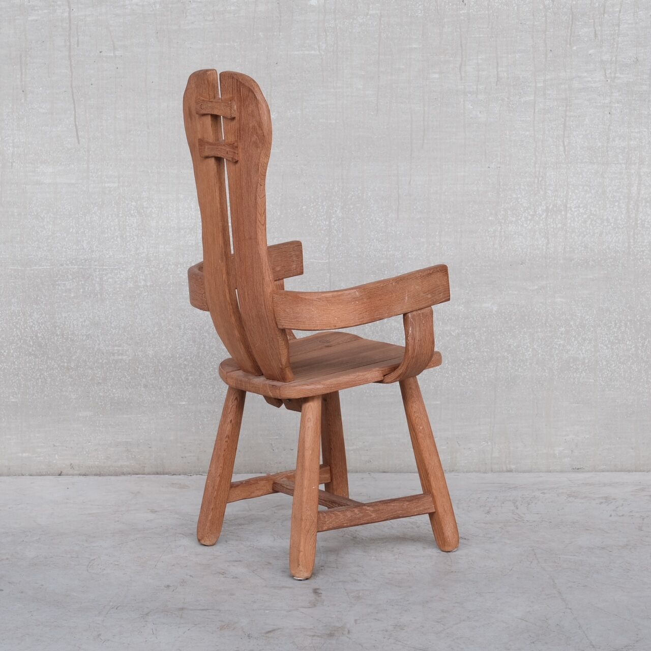 Belgium Oak Brutalist Mid-Century Chair by De Puydt