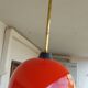 Vintage hanging lamp in red opaline of the 50/60