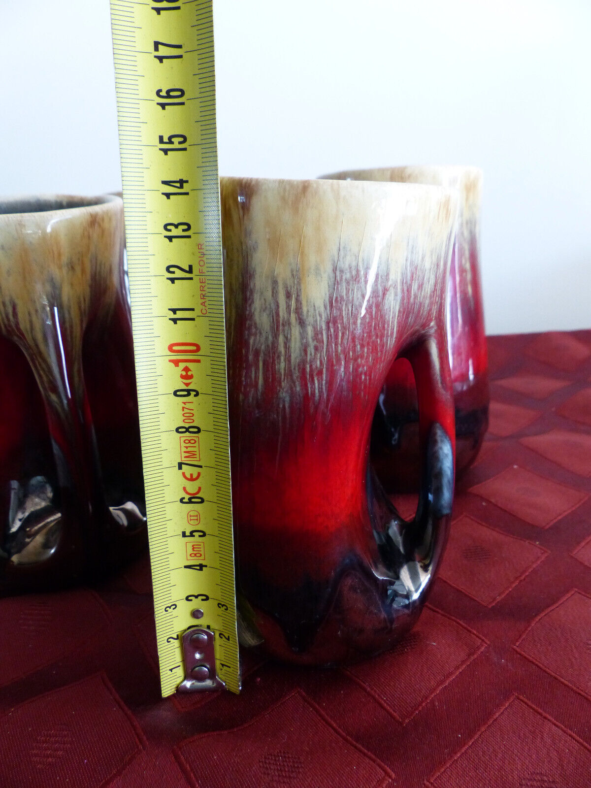 Series of 4 mugs or ceramic cups in vallauris style