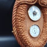 Vintage Rope Wall Mounted Barometer Thermometer circa 1950