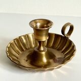 Vintage solid brass hand candle holder
