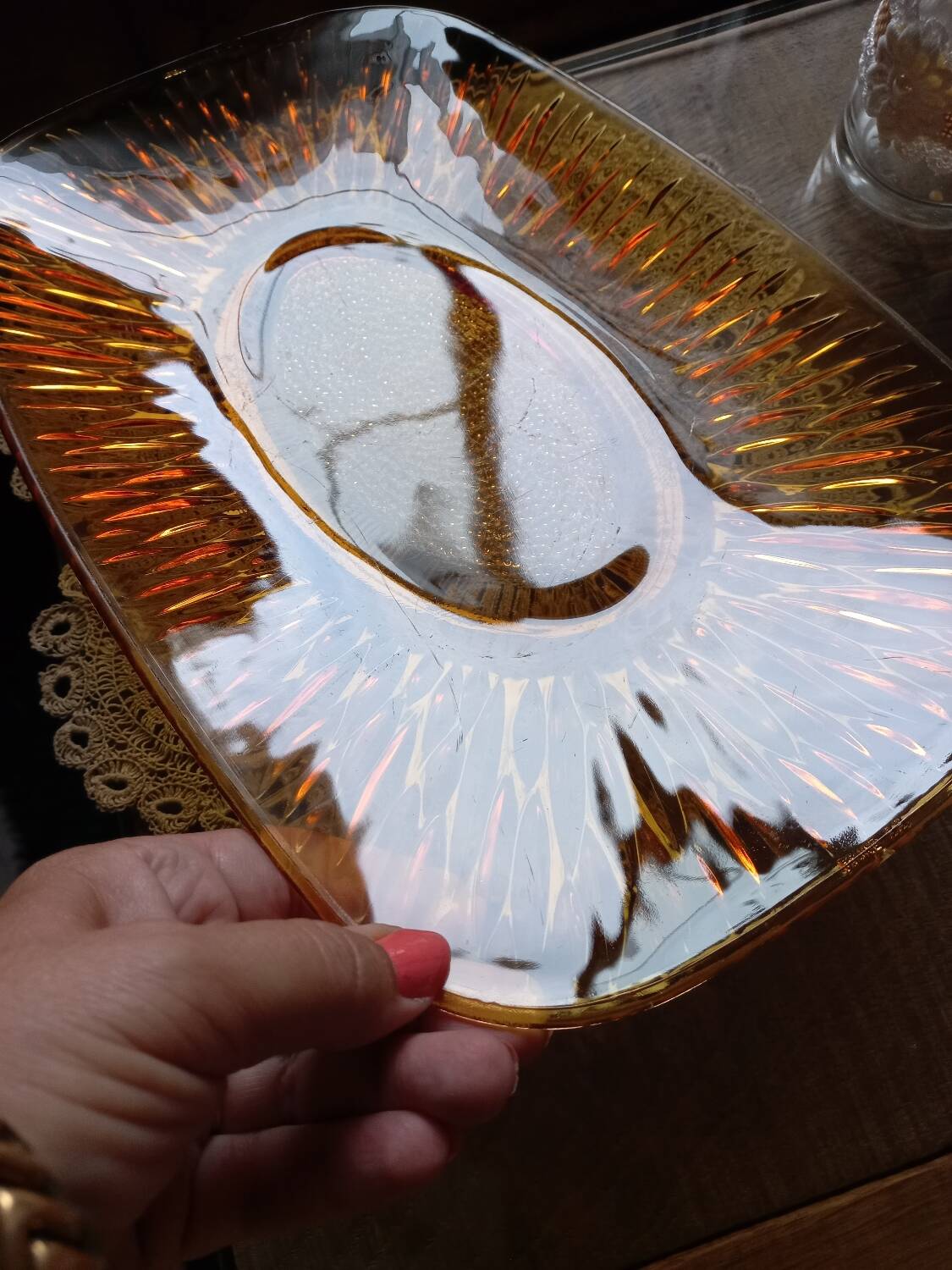 Véréco amber glass dish
