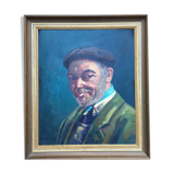 Oil on canvas french man portrait painting, signed by A. Chris, 1962