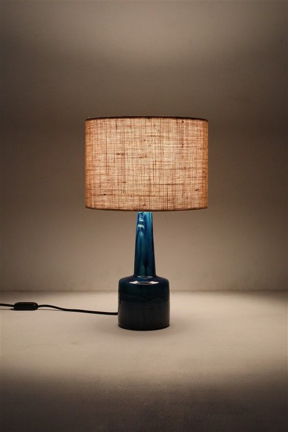 Rare Jørgen Holstein ceramic table lamp / mid-century Danish modern design / lamp / turquoise / 1960s / 1970s