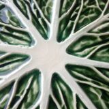 Majolica Cabbage Dish Leaf Green Ceramic Plate Portugal Vintage