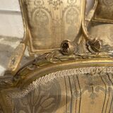 Louis XVI style living room in gilded wood. Napoleon III period