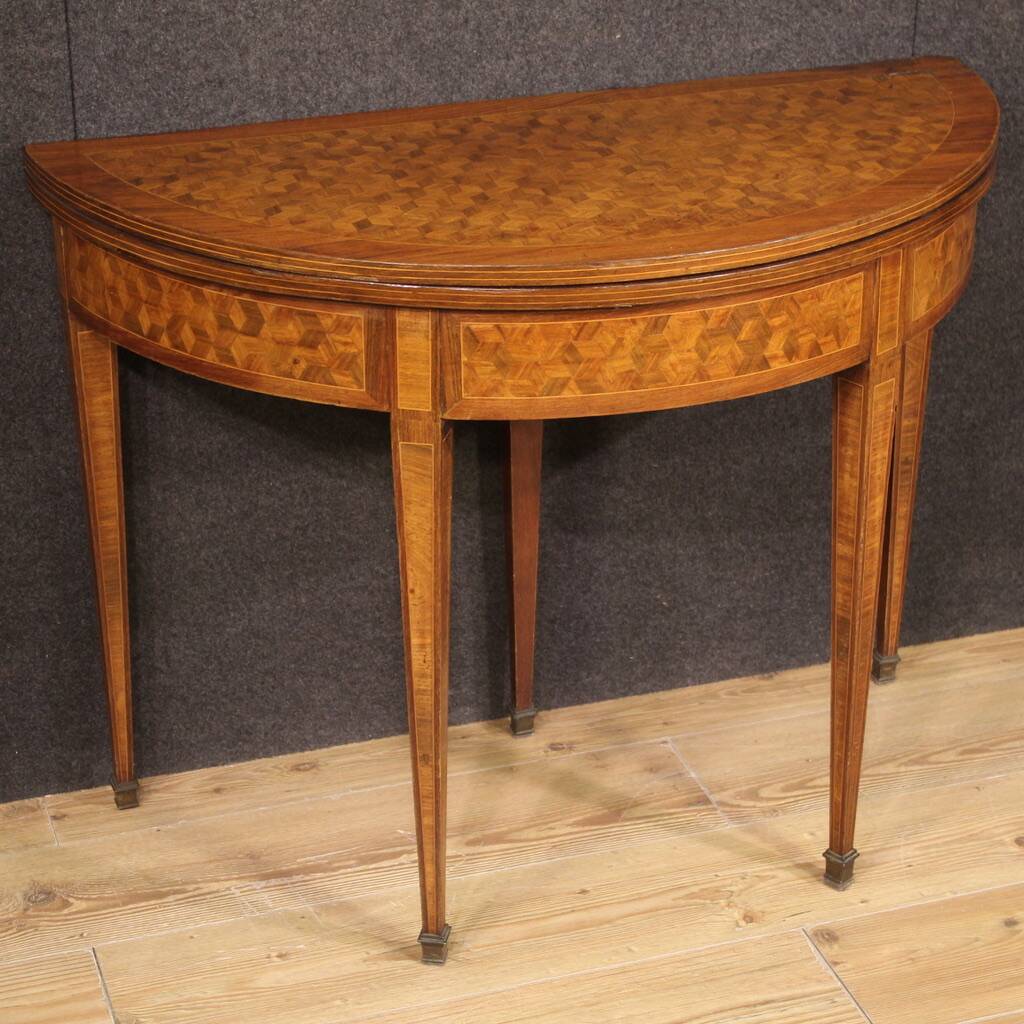 1930s Louis XVI style demilune gaming table