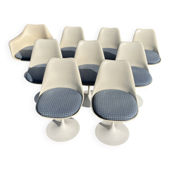9x original vintage Knoll Tulip chairs by Eero Saarinen