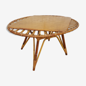 Vintage 1950 rattan coffee table