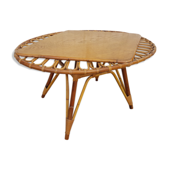 Vintage 1950 rattan coffee table