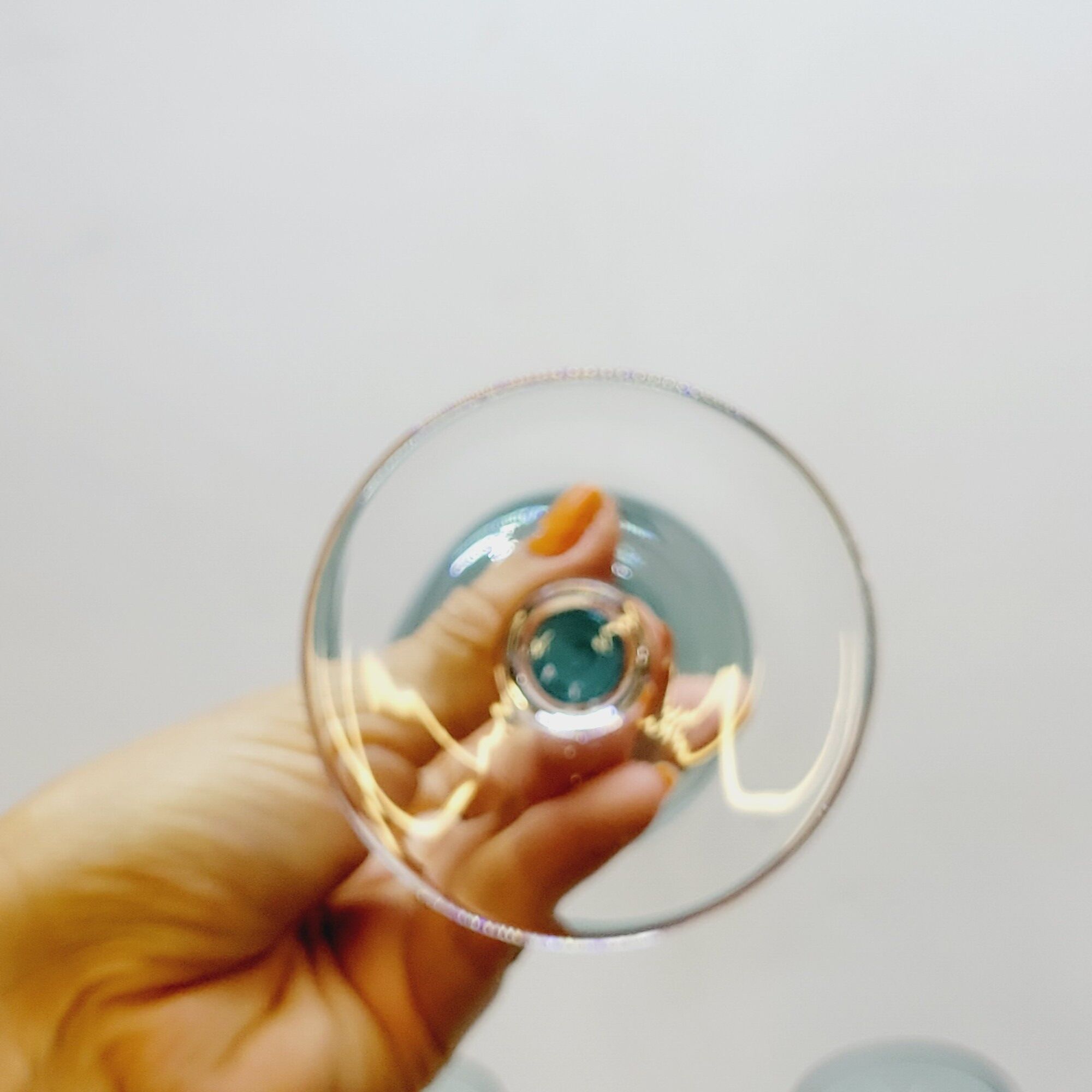 6 Large Wine or Water Balloon Glasses in Petrol Blue Color Blown Glass