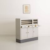 Industrial metal trade furniture equipped with display cases