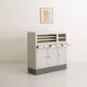 Industrial metal trade furniture equipped with display cases