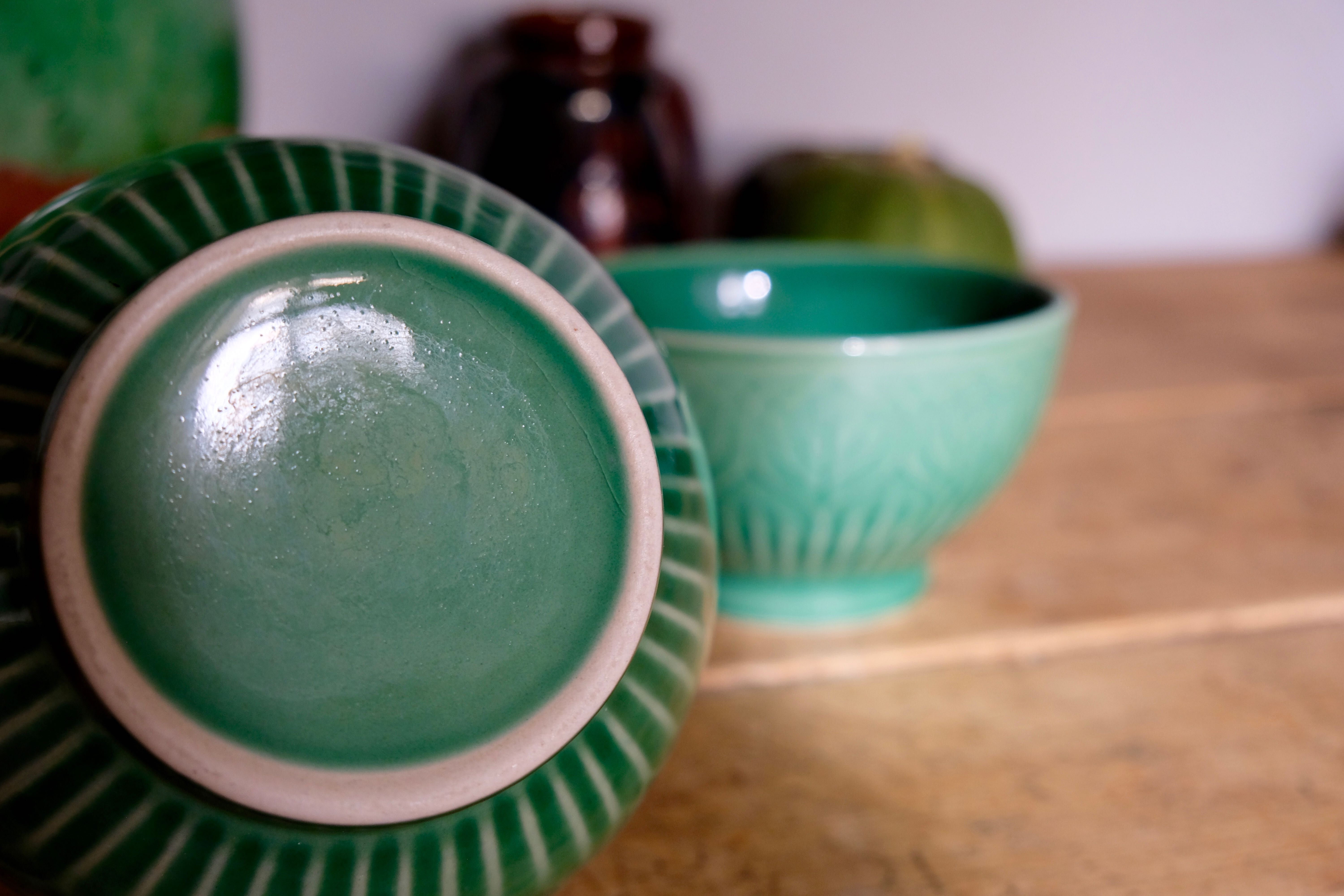 Old English green bowls