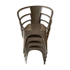 4 fauteuils tolix gris