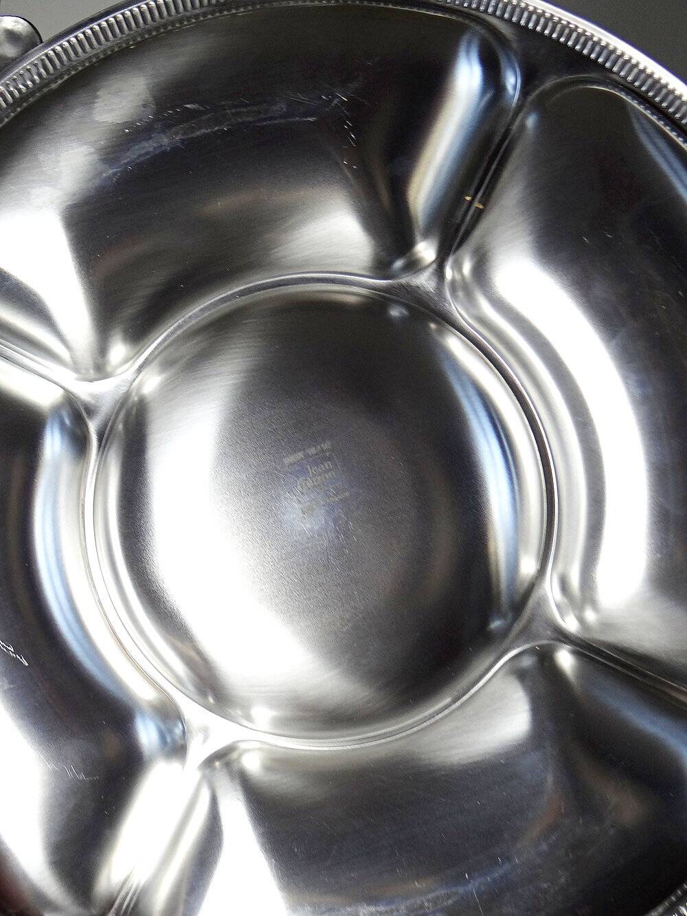 Large serving platter for hors d'oeuvres Jean Couzon in 18/10 stainless steel, 5 compartments.
