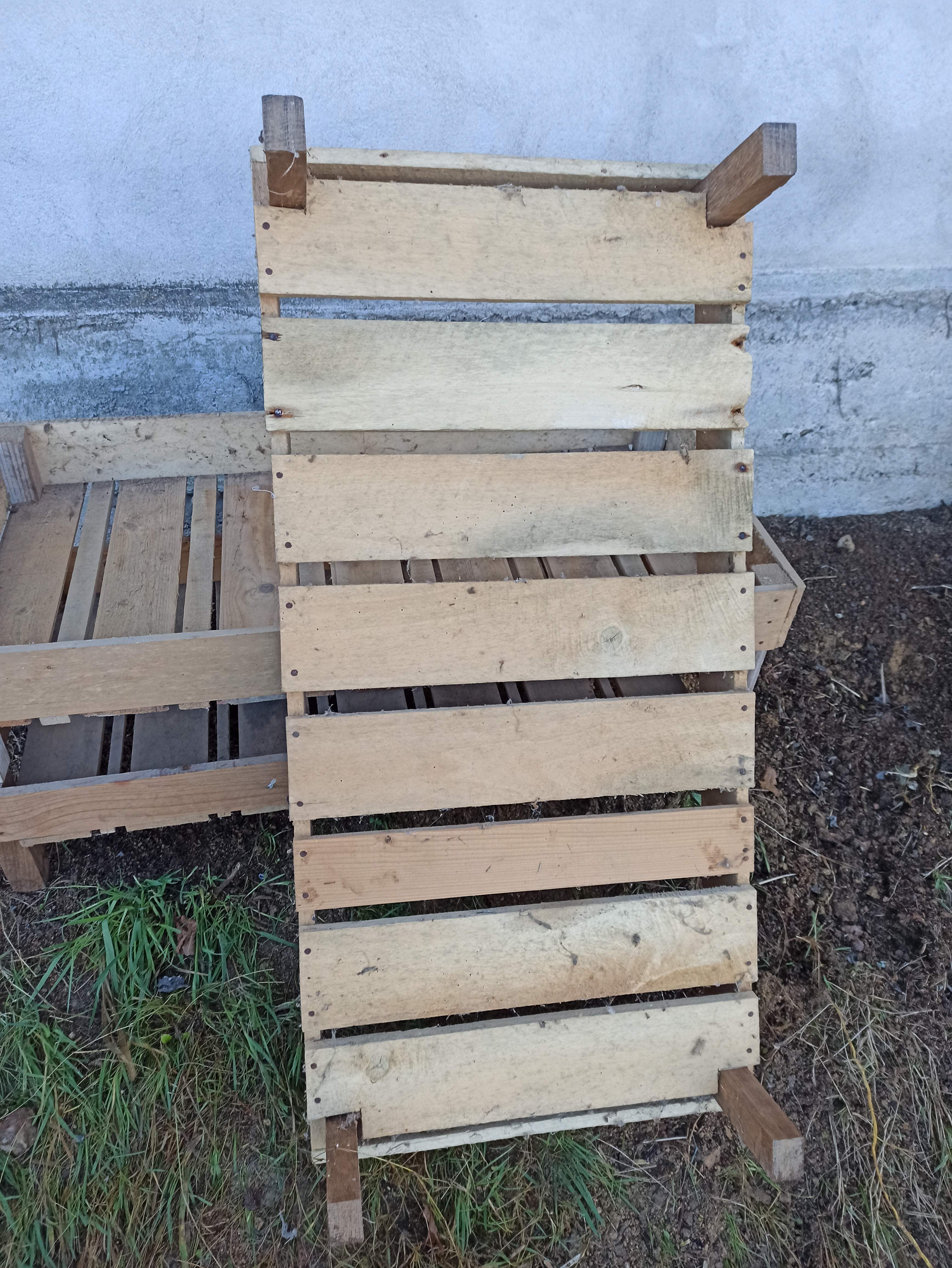 Set of four wooden shelves crate boxes