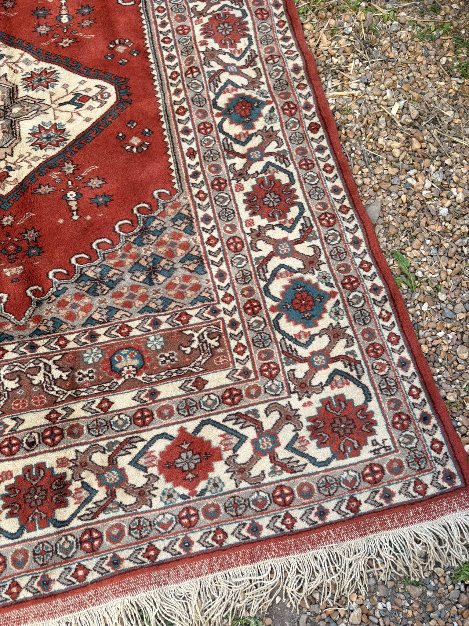 Anatolian Carpet Hand-Knotted Wool Turkey 200x170 Antique Vintage Oriental Red