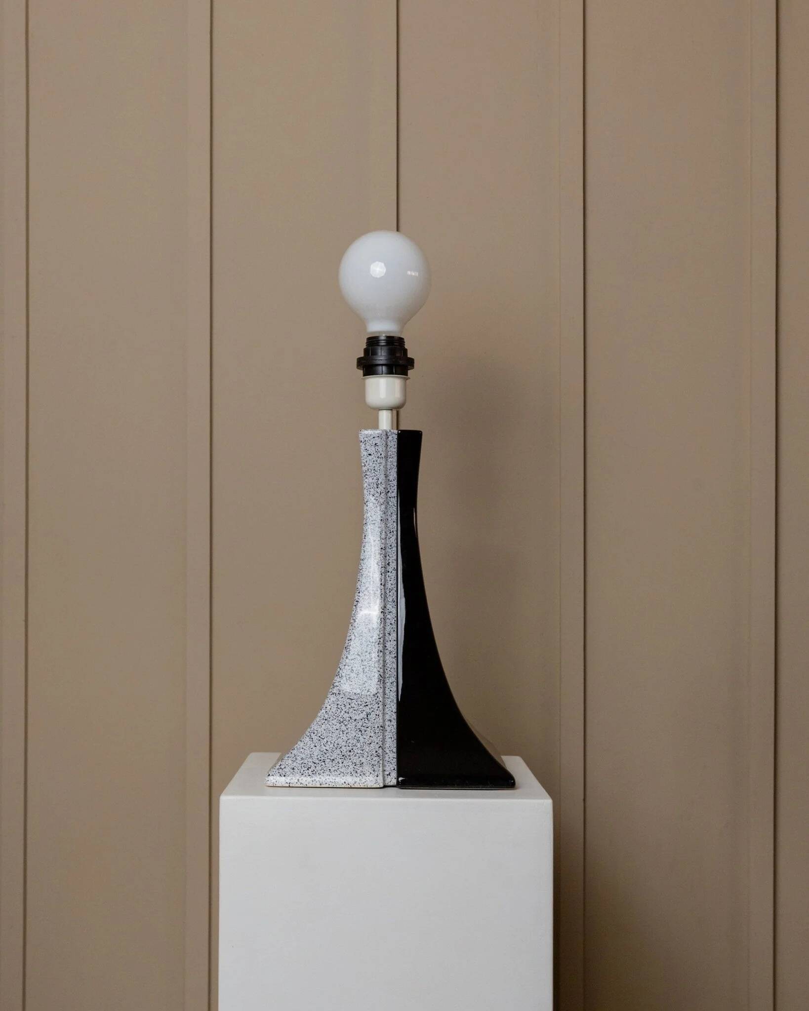Black and White Ceramic Lamp - Handmade in Italy, Memphis Style Modern Bedside Light