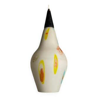 Mid-century opaline glass suspension by Murano from Stilnovo, 1950s.