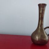 Brutalist jug vase solid brass boho 60s 70s