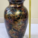 Signed églomisé glass vase, unique piece, France, circa 1980, 46 cm
