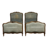 Pair of Louis XV style beech beds from the 1950s.